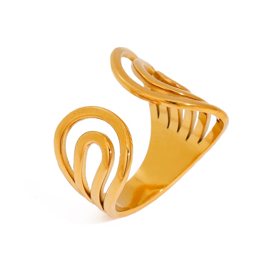 1 Stück Simple Series Europa und Amerika Spirale Edelstahl Gold Farbe Damen verstellbare Ringe Bild11
