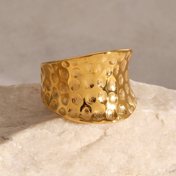 1 Pair Simple Retro Style Solid Color Stainless Steel 18K Gold Plated Women's Single Ring