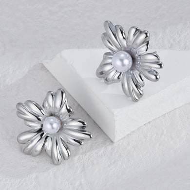 1 paire de boucles d&#39;oreilles à tige en acier inoxydable plaqué or 18 carats avec perles artificielles pour femme, série romantique, style rétro h5 Image3
