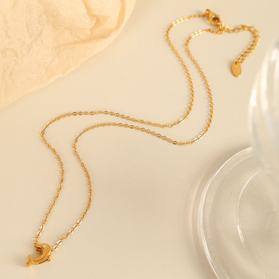 1 Piece Simple Series Natural Animal Titanium Steel   Gold Color  Women's Pendant Necklaces Picture4