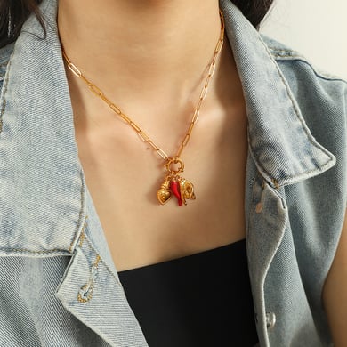 1 Piece Simple Series Retro Heart Stainless Steel 18K Gold Plated Women Pendant Necklaces h5 Picture5