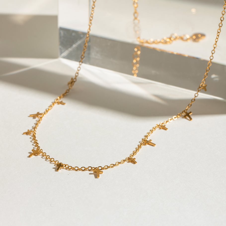 1 Piece Simple Series Daily Cross Stainless Steel 18K Gold Plated Women Pendant Necklaces Picture4