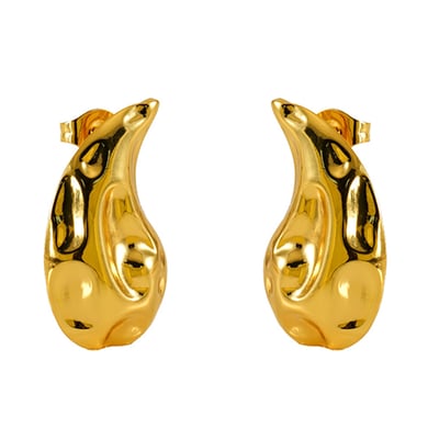 1 Pair Simple Series Simple Droplet Stainless Steel 18K Gold Plated Women Stud Earrings h5 Picture6