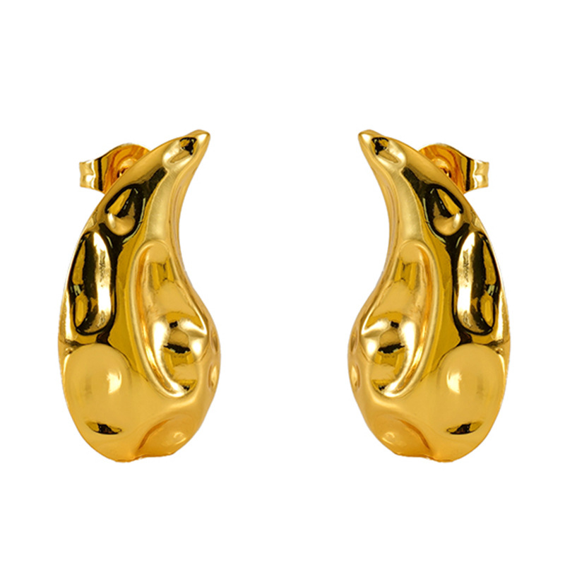 1 Pair Simple Series Simple Droplet Stainless Steel 18K Gold Plated Women Stud Earrings Picture6