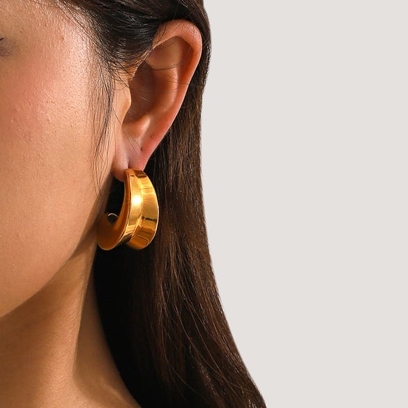1 Pair Minimalist Series Classic Annular Daily Stainless Steel Gold Color Women's Stud Earrings 2