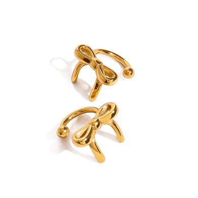 1 Paar Simple Series Sweet Bow Knot Edelstahl 18 Karat vergoldet Damen Clip-on Ohrringe h5 Bild6