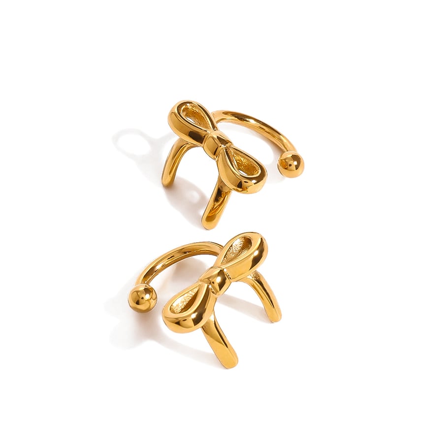 1 Paar Simple Series Sweet Bow Knot Edelstahl 18 Karat vergoldet Damen Clip-on Ohrringe Bild6