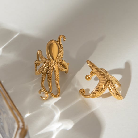 1 Pair Simple Series Vacation Turtle Stainless Steel 18K Gold Plated Women Clip-on earrings
