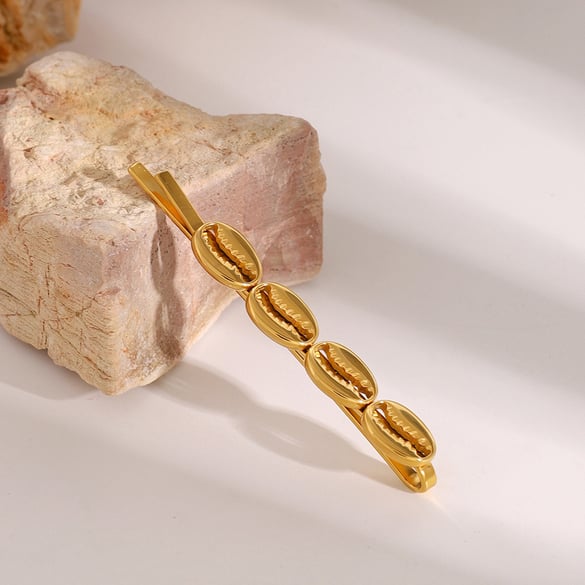 1 paio di fermagli per capelli da donna in stile tartaruga in acciaio inossidabile placcato oro 18 carati della serie Simple 2