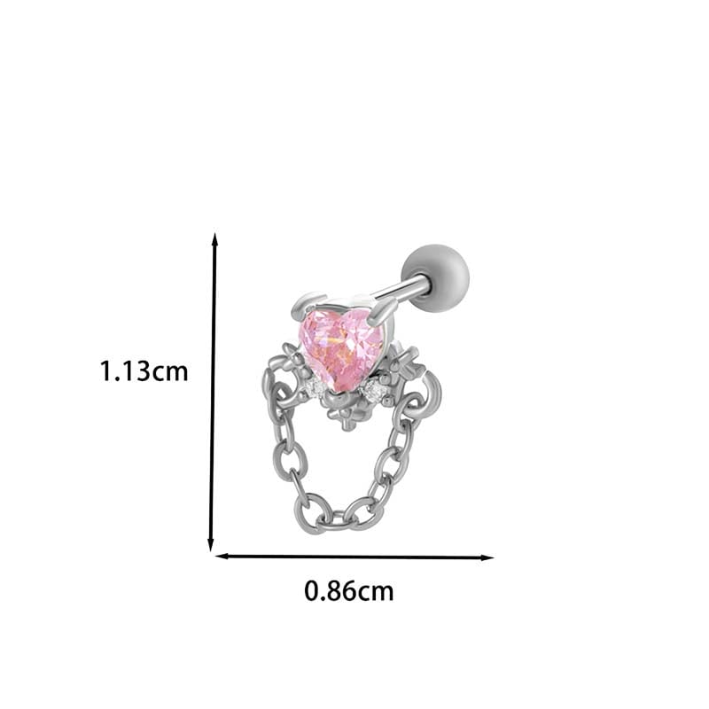 Pendientes de mariposa de acero y titanio con circonitas para mujer (1 unidad) Imagen2
