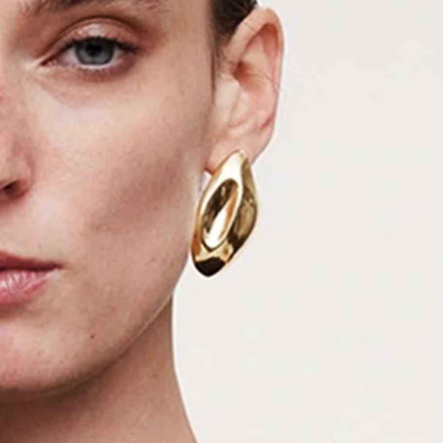 1 par de pendientes de botón de acero inoxidable irregulares de color dorado para mujer, serie simple, Europa y América Imagen5