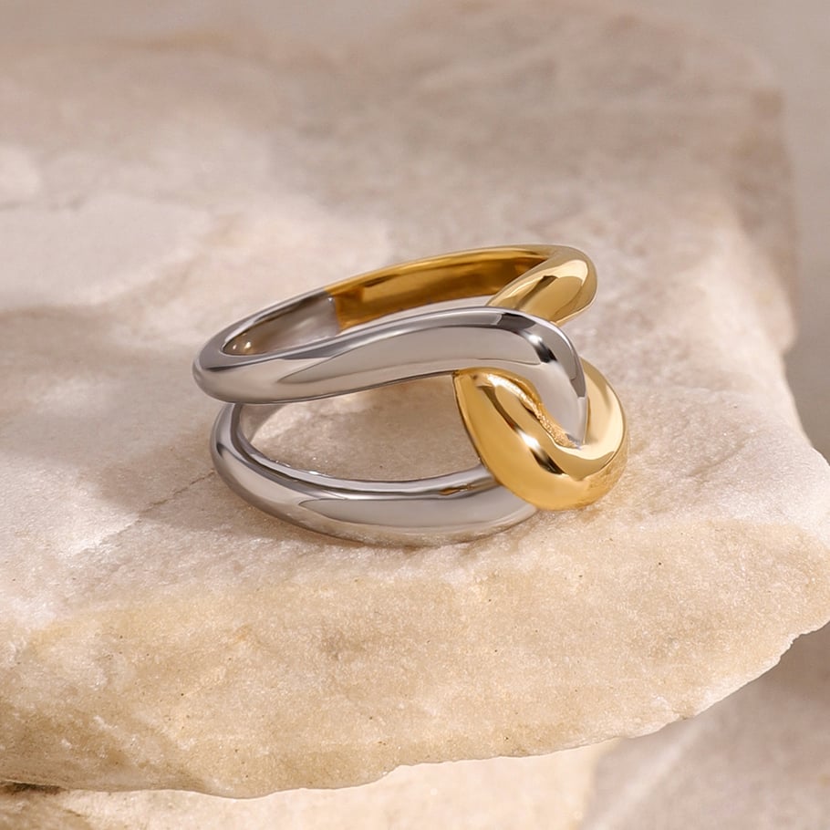 1 pair simple series simple geometric stainless steel gold plated women single ring h5Picture4