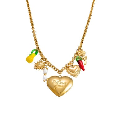 1 Piece Romantic Series Daily Heart Stainless Steel 18K Gold Color Plated Glass Women's Pendant Necklaces h5 Picture10