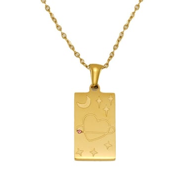 1 Stück Retro-Halsketten mit Sonne-/Mond-Anhänger aus Titanstahl der klassischen Serie, 18 Karat vergoldet, Unisex h5 Bild6