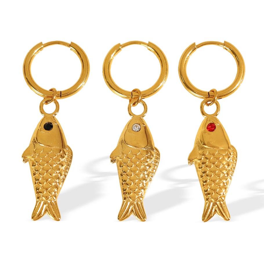 1 Pair Classic Series Daily Fish Titanium Steel 18K Gold Color Plated Rhinestone Women's Drop Earrings Picture6