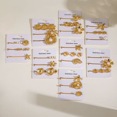 1 Paar Simple Series Süße Blumen Edelstahl 18 Karat vergoldet Kunstperlen Damen Haarspangen h5 Bild4