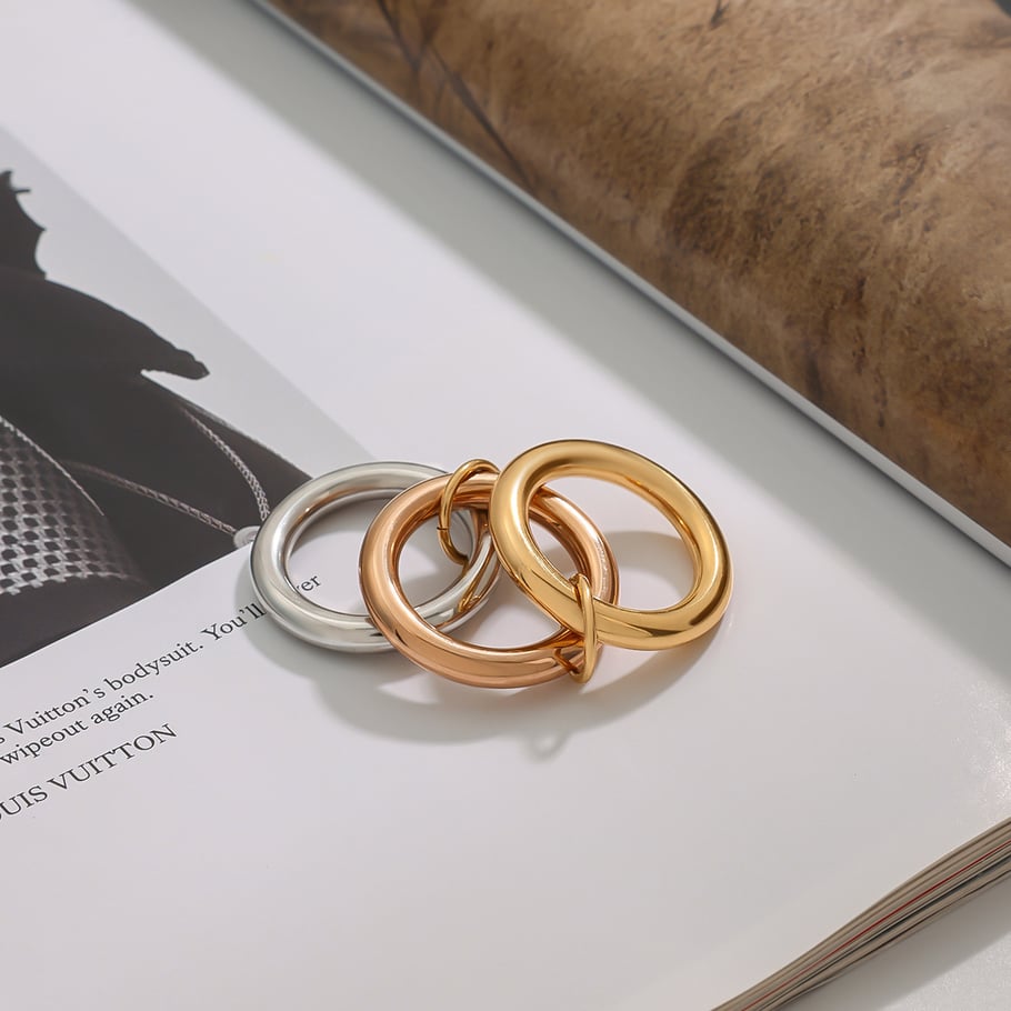 1 Piece Classic Layered Stainless Steel Women's Single Rings Picture6