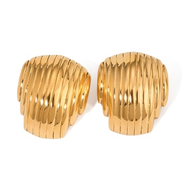 1 Paar Simple Series Ins Style Streifen Edelstahl 18 Karat vergoldet Damen Ohrstecker h5 Bild6