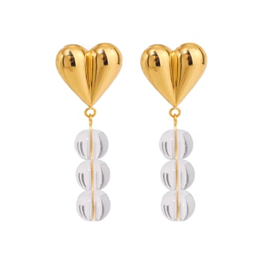 1 Paar einfache Serie Sweet Heart Edelstahl 18 Karat vergoldet Glas Damen Tropfen Ohrringe h5 Bild5