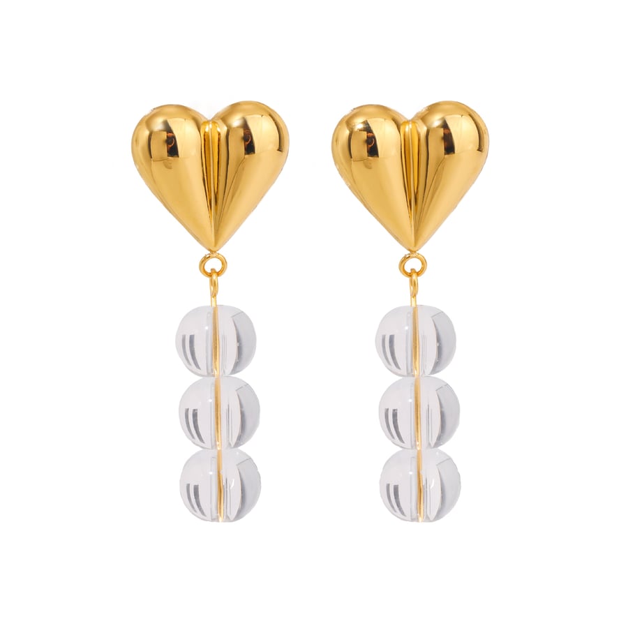 1 Paar einfache Serie Sweet Heart Edelstahl 18 Karat vergoldet Glas Damen Tropfen Ohrringe Bild5