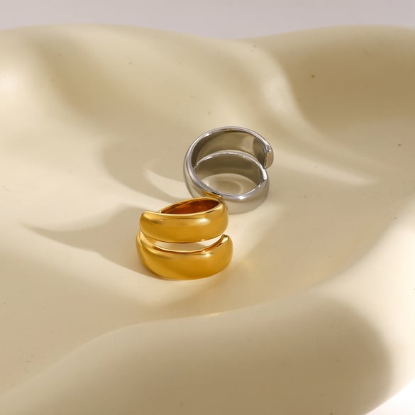 1 Piece Simple Style Geometric Shape Stainless Steel 18K Gold Plated Women's Adjustable Rings