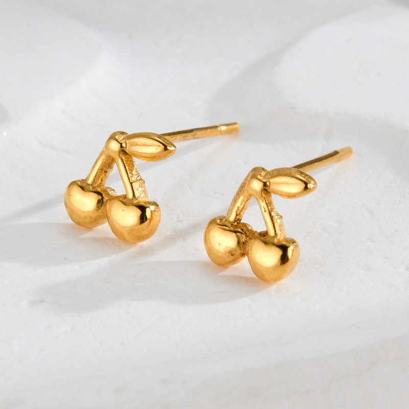 1 paire de boucles d&#39;oreilles à tige en acier inoxydable plaqué or 18 carats pour femme, série Simple, motif végétal classique Image2
