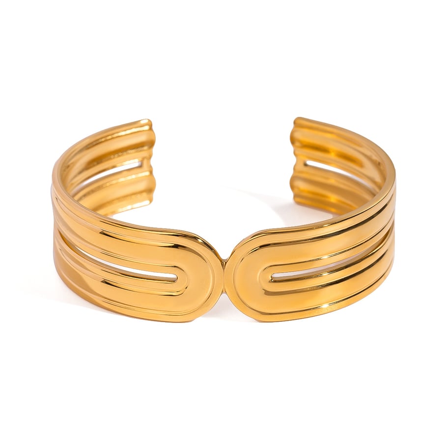 1 Piece Simple Series Retro Solid Color Stainless Steel 18K Gold Plated Women Bangles Picture5