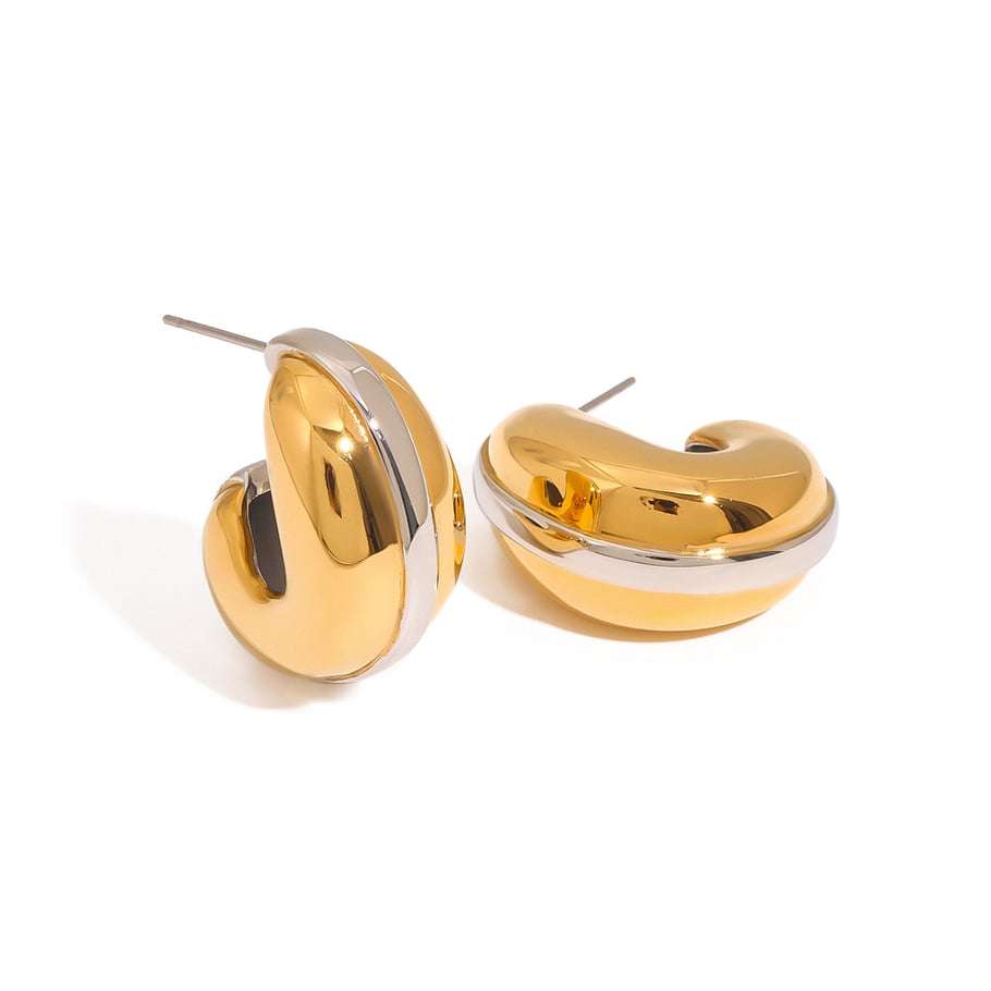 1 par de pendientes de botón de acero inoxidable en color dorado con diseño original de serie simple para mujer Imagen6