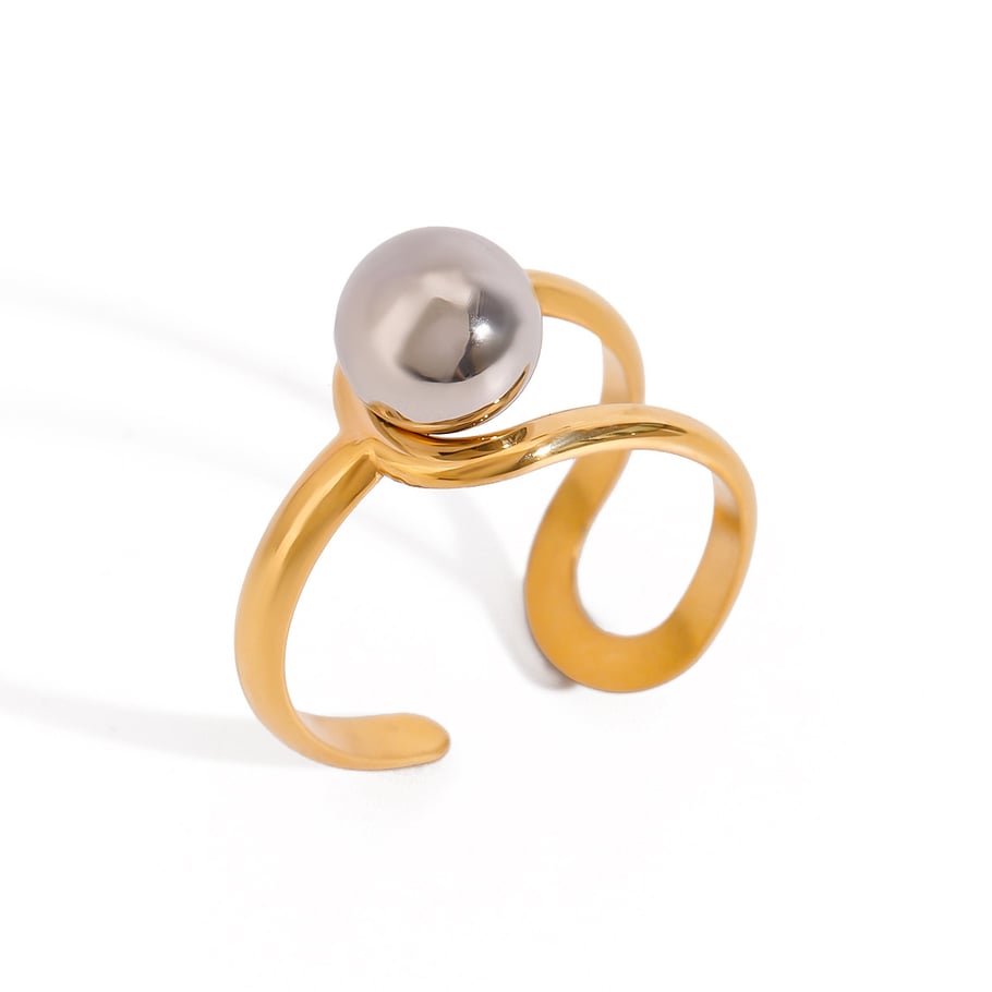 1 Pair Simple Series Daily line Stainless Steel 18K Gold Plated Women Adjustable Rings Picture8