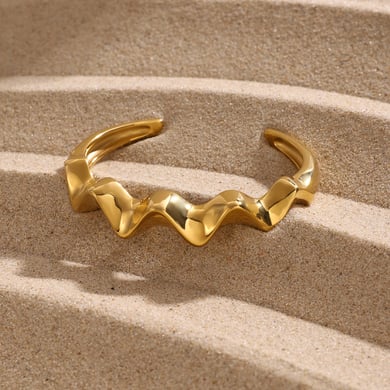 Bracelet ouvert en acier inoxydable à ondulations brutes en or 18 carats d&#39;Amazonie européenne et américaine Bracelet en acier titane à ondulations brutes de célébrités Internet nord-américaines h5 Image2