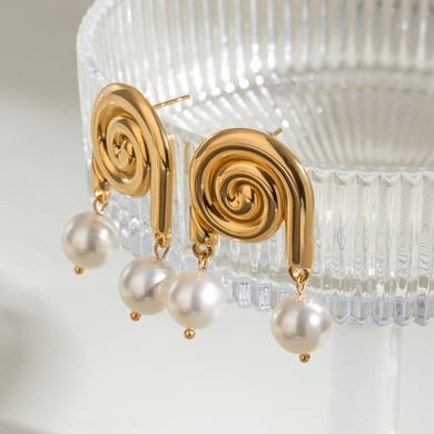 1 Pair Simple Series Vacation Turtle Stainless Steel 18K Gold Plated Artificial Pearl Women Drop Earrings h5 Picture3