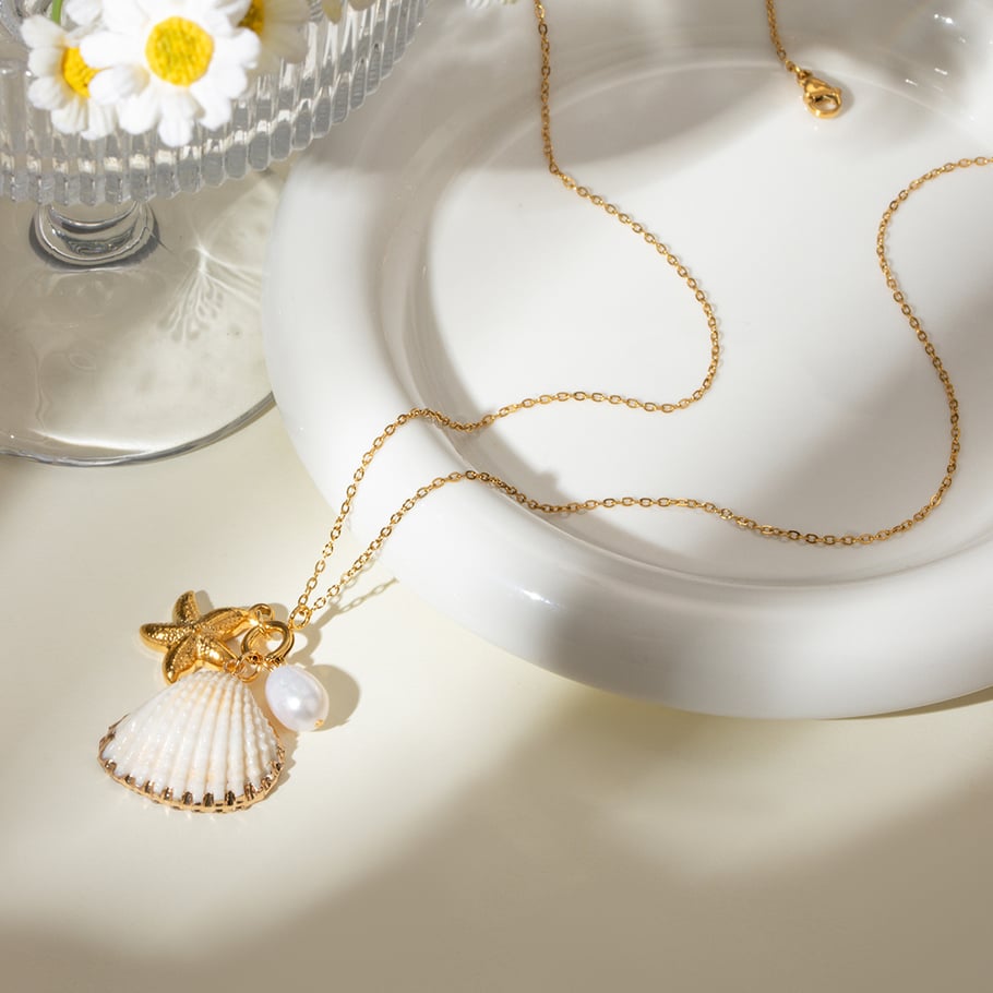 French new ocean series pearl accessories new products European and American cross-border fashion all-match starfish shell necklace jewelry Picture5