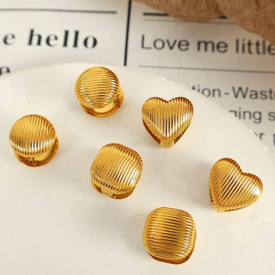 1 Paar Simple Series Simple Heart Edelstahl 18 Karat vergoldet Damen Ohrclips Bild4