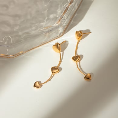 1 Paar Simple Series Simple Heart Edelstahl Goldfarben Damen Ohrringe Set h5 Bild3