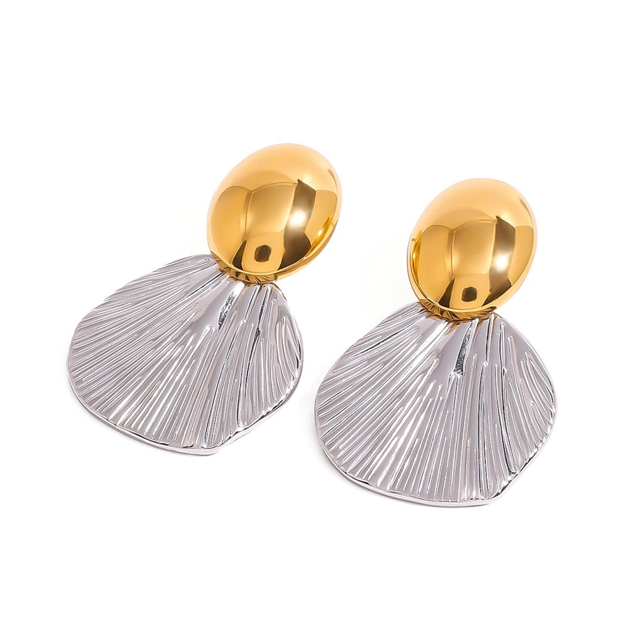 1 pair simple series retro geometric stainless steel gold plated women drop earrings h5Picture5