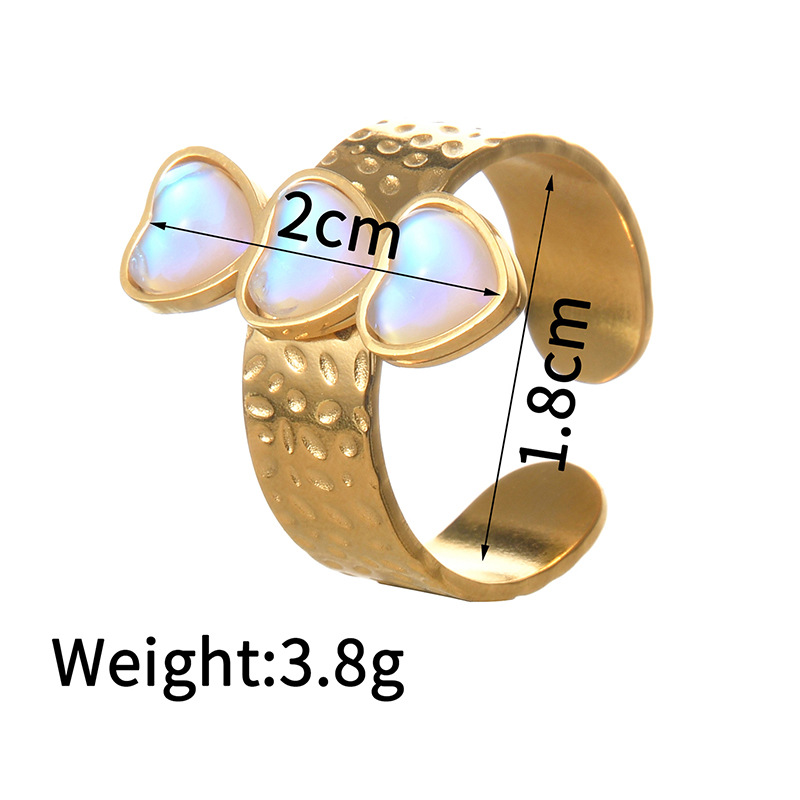 Bague ajustable en acier inoxydable pour femme, série Simple, motif cœur quotidien, 1 pièce Image2