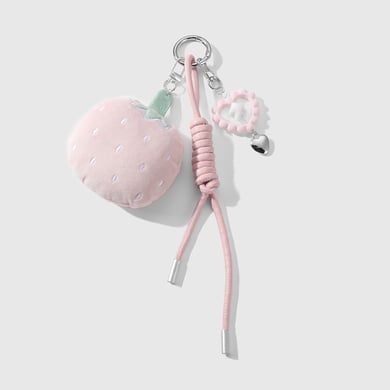 1 Piece Sweet Beaded Bow Plush Heart Strawberry Bag Charms h5 Picture5