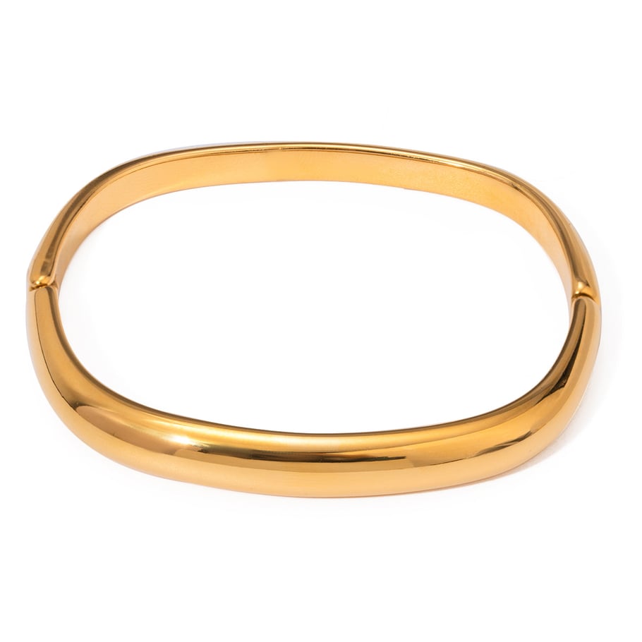 1 Piece Simple Style Square Shape Stainless Steel 18K Gold Plated Women's Bangles Picture6