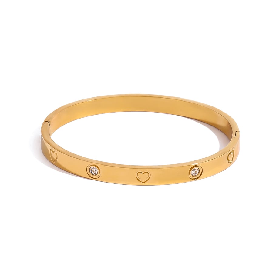 1 Stück Romantische Serie Elegante Herz Edelstahl Gold Farbe Überzogene Damen Armreifen Bild8
