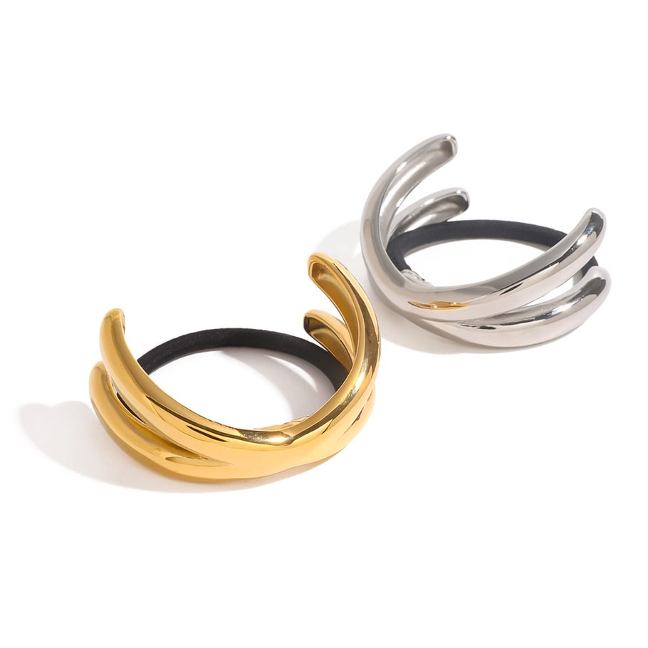 1 Paar Simple Series Casual Solid Color Edelstahl 18K vergoldet Damen Haarspangen Bild6