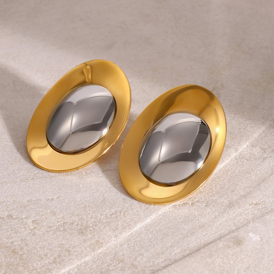 1 Pair Simple Series Casual Geometric Stainless Steel 18K Gold Plated Women Stud Earrings Picture7