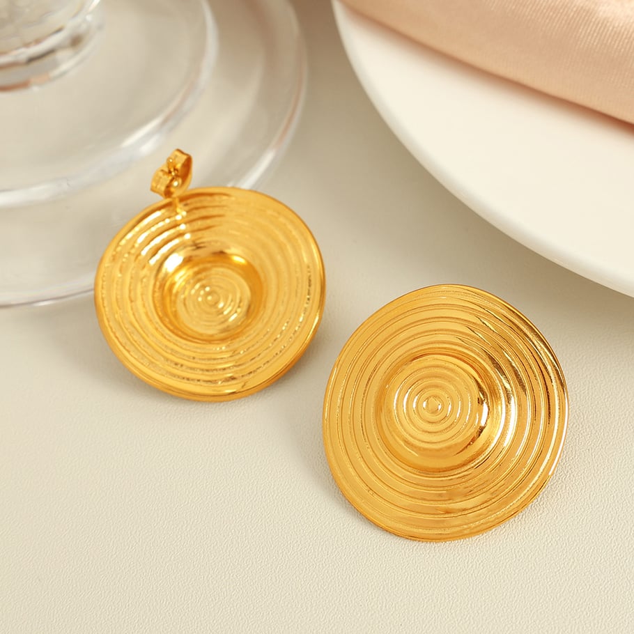 1 Pair Simple Series Retro Geometric Stainless Steel 18K Gold Plated Women Stud Earrings Picture5