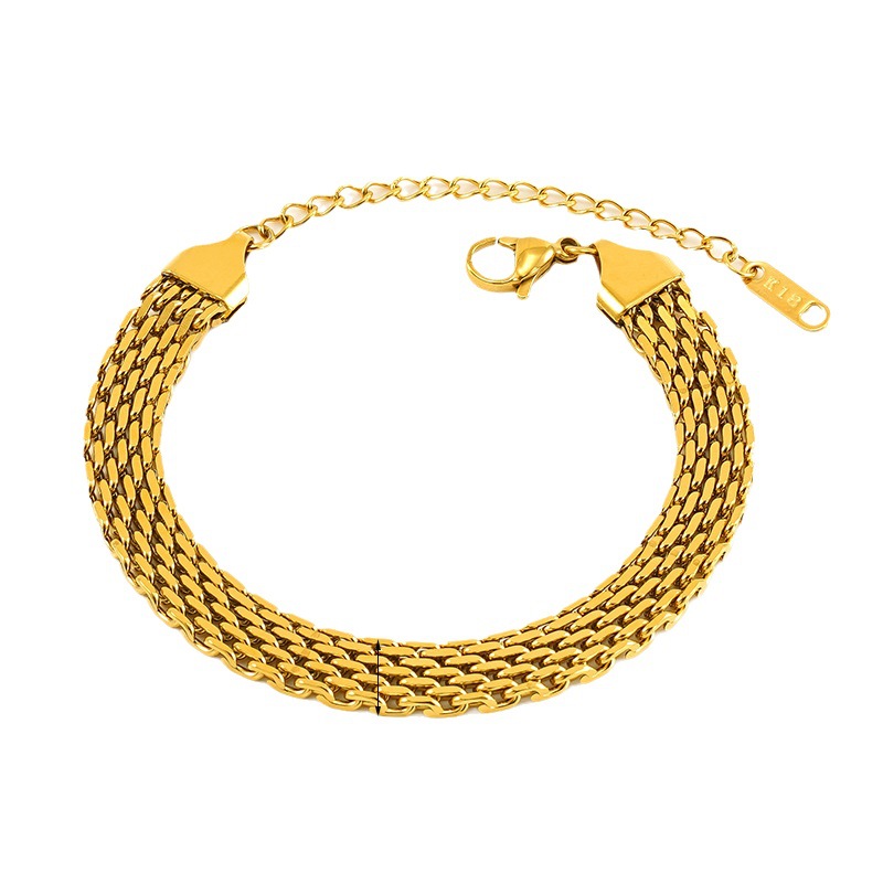 1 Piece Classic Series Retro Titanium Steel 18K Gold Plated Unisex Chain Bracelets Picture6