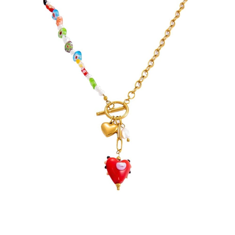 1 Piece Classic Series Retro Heart Stainless Steel 18K Gold Color Plated Glass Women's Pendant Necklaces Picture7