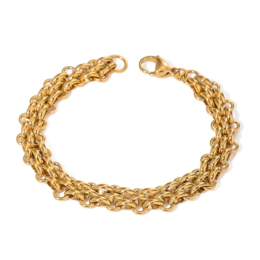 1 Piece Simple Series Punk Chain Stainless Steel 18K Gold Plated Women chain bracelets Picture6