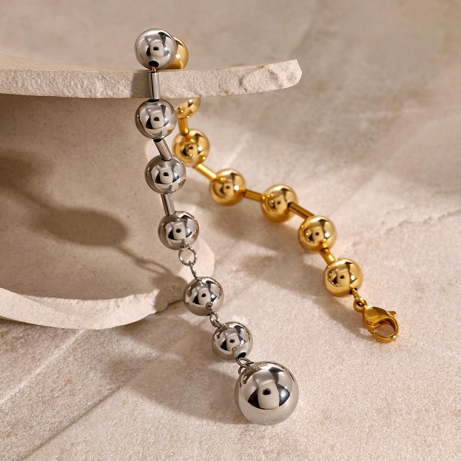1 Piece Simple Series Simple Geometric Stainless Steel 18K Gold Plated Women Beaded Bracelets Picture4