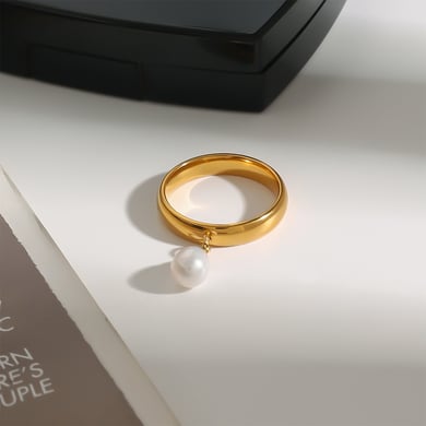 1 Piece Classic Series Retro Elegant Sphere All-match Stainless Steel 18K Gold Color Women's Single Rings h5 Picture4