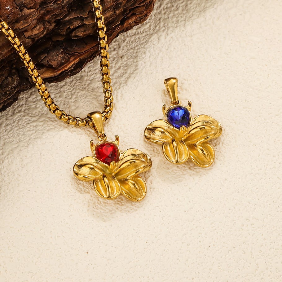 1 Piece Classic Series Fashionable Flower Stainless Steel Gold Color Women's Pendants Picture5