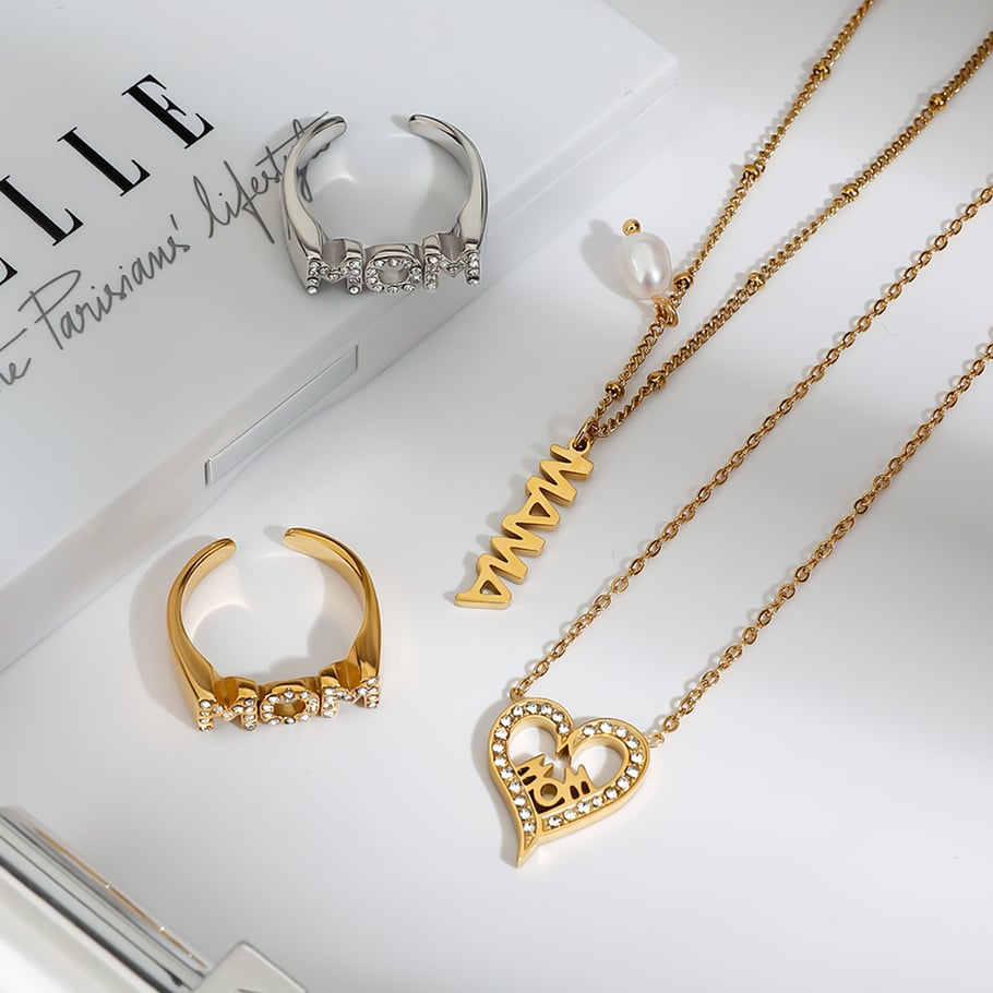 Collar con colgante de acero inoxidable para mujer, serie romántica de Europa y América, 1 pieza Imagen11