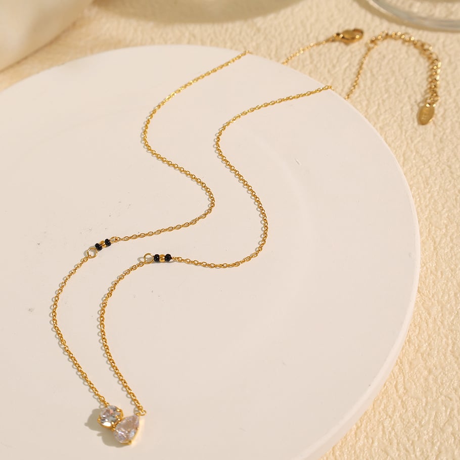 1 Piece Romantic Series Elegant Geometric Titanium Steel 18K Gold Color Plated Rhinestone Women's Pendant Necklaces Picture4